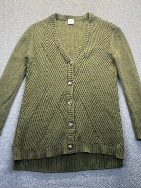CAbi Sweater Womens Sz Small Green Aerial Longline Cardigan 3536 Cozy Cabincore